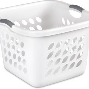 PEtbon 1.5 Bushel Square Plastic Laundry Basket with Handles, White