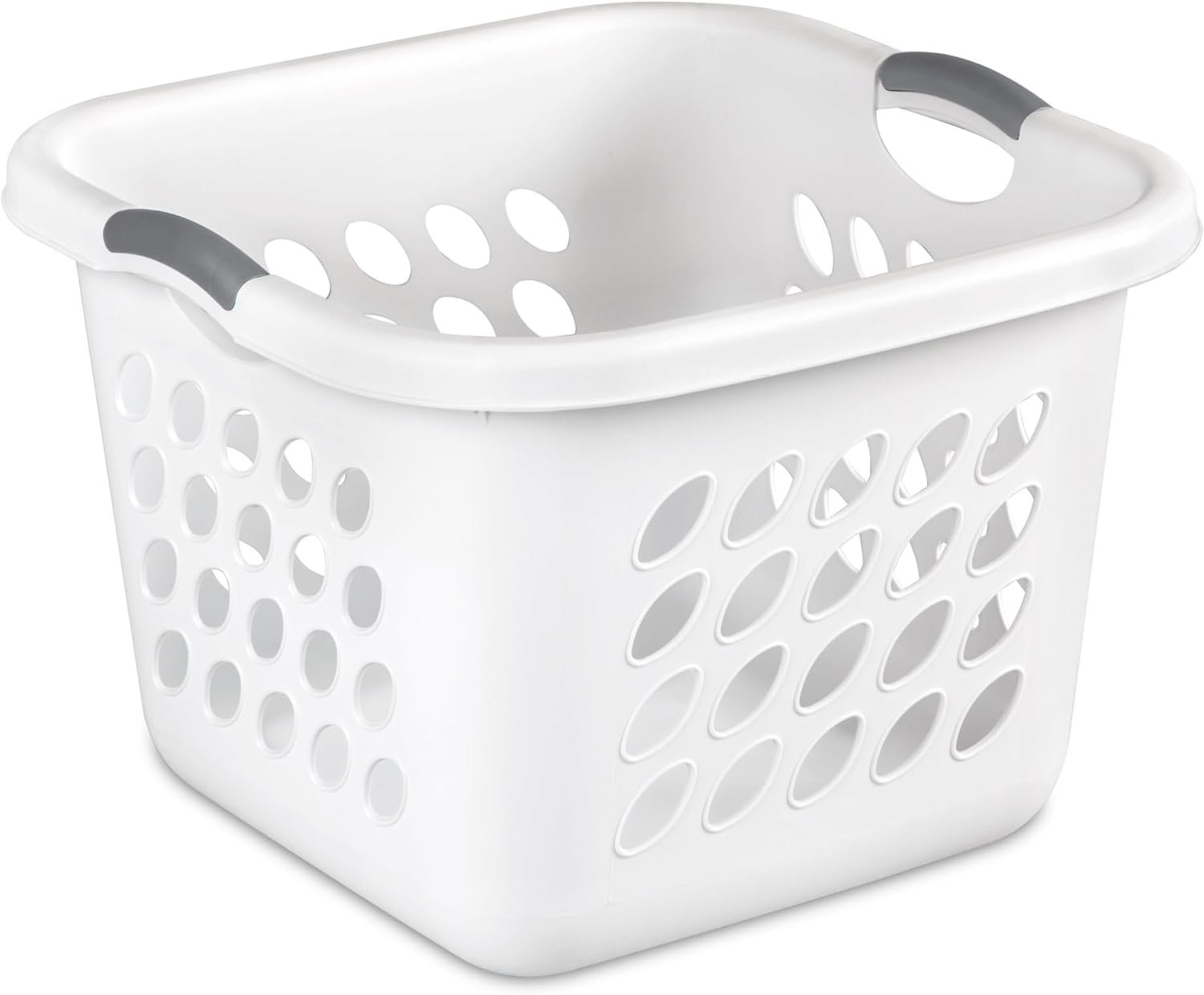 PEtbon 1.5 Bushel Square Plastic Laundry Basket with Handles, White