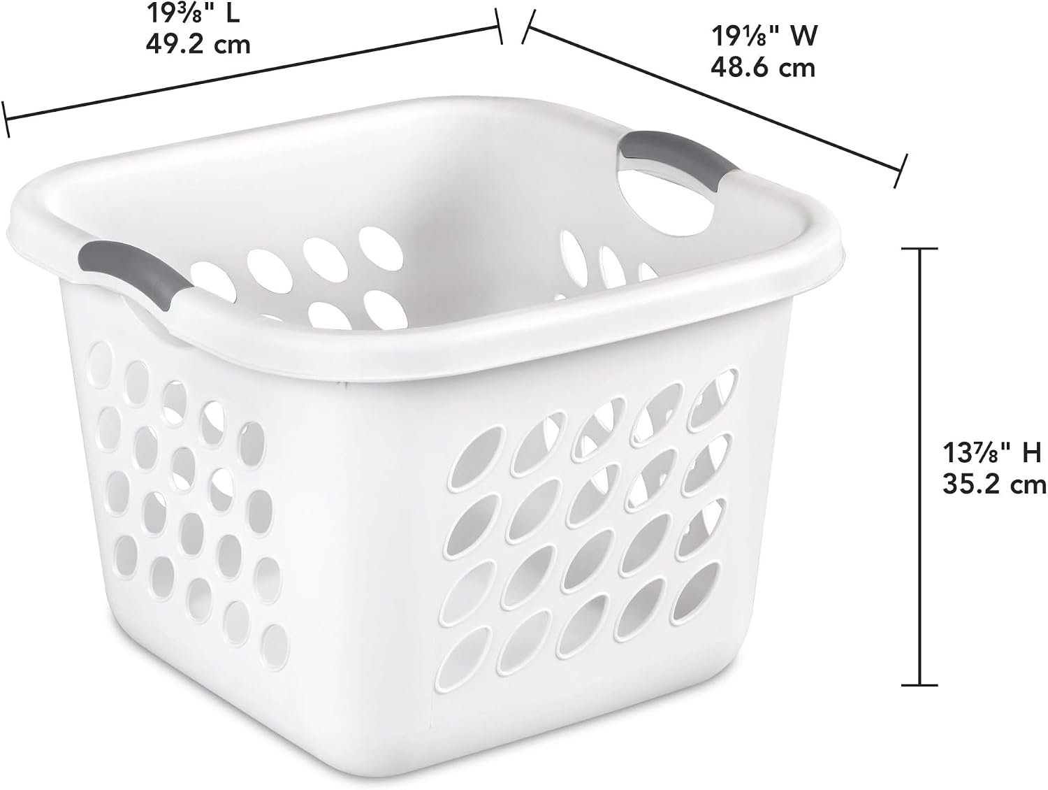 PEtbon 1.5 Bushel Square Plastic Laundry Basket with Handles, White - Image 2